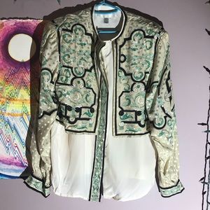 NINA RAYNOR 100% Silk Designer Blouse EUC 4